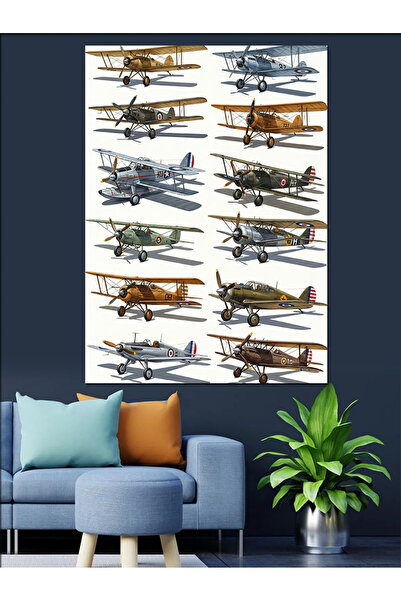 KanvasSepeti Avioane militare Pictură în ulei de înaltă calitate texturat Can...