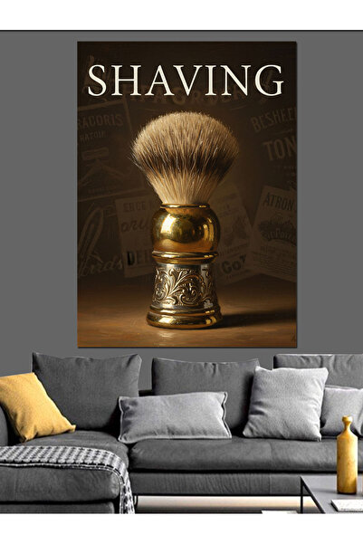 Artmeg Tıraş Fırçası Berber Dekoratif Kanvas - Mdf Ahşap Tablo