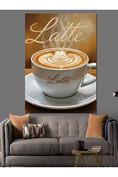 Artmeg Latte Kahve Fincanı Sanatı Dekoratif Kanvas - Mdf Ahşap Tablo