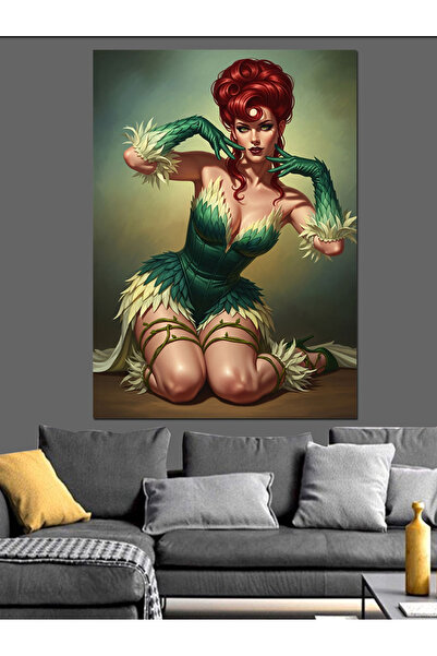 KanvasSepeti În rochie verde Pictură în ulei de înaltă calitate texturat Canv...