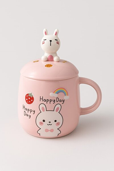 peanelife Happy Day Ceramic Mug with Cute Animal Figures