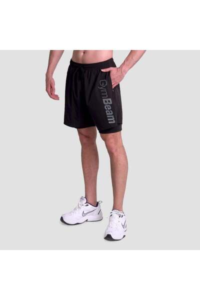 GymBeam Pantaloni scurți 2 în 1 Essence Negri