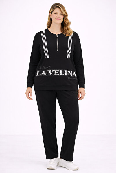 Şans Жіночий великий розмір чорний, з каменем, з напівзастібкою на блискавці,...