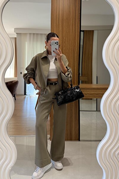 Gizem Ecemiş Brewa Haki Bomber Ceket Pantolon Takım