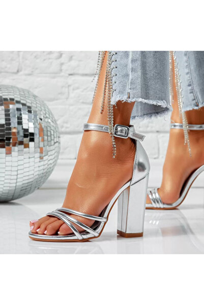 Zaira Women's Sandals with Heels Ocean Silver #15434 - 38