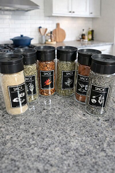 BZK Set of 6 Labelable, Stackable, Airtight Spice Containers with Lids