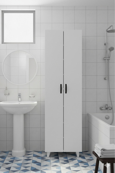 KZY Mobilya 8 Raflı 2 Kapaklı 16R Banyo Dolabı Seti