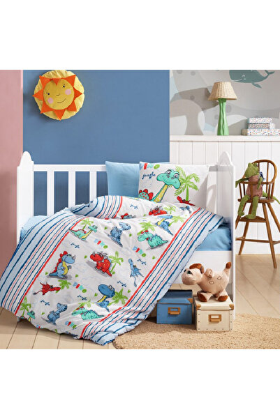 Talis Lenjerie de Pat Bebelusi Dino Albastru, Flanel