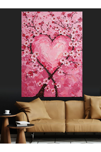 KanvasSepeti Inimă pictată în roz Vopsea în ulei de înaltă calitate texturat ...