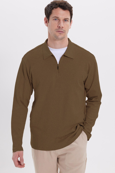 Tudors Men's Relax Fit Comfortable Cut 100% Cotton Half Zipper Polo Collar In...