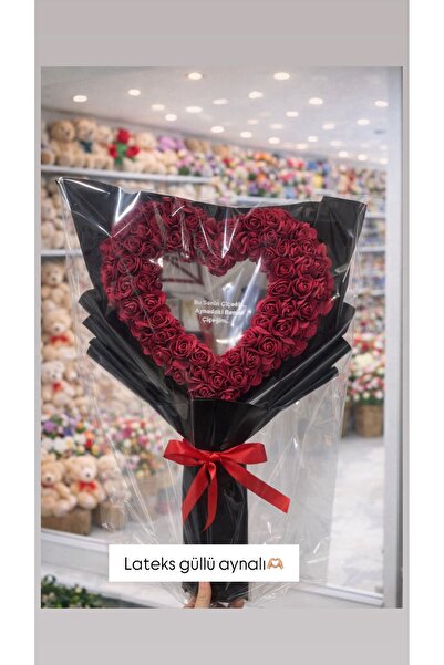 Niyamore Aynalı Kalp Lateks Gül Buketi – Romantik ve Kalıcı Hediye