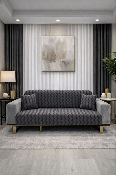 Çeyiz Diyarı Lumpa Throw Pillow Cover Gift 170X210 cm Cotton Sofa Cover Anthr...