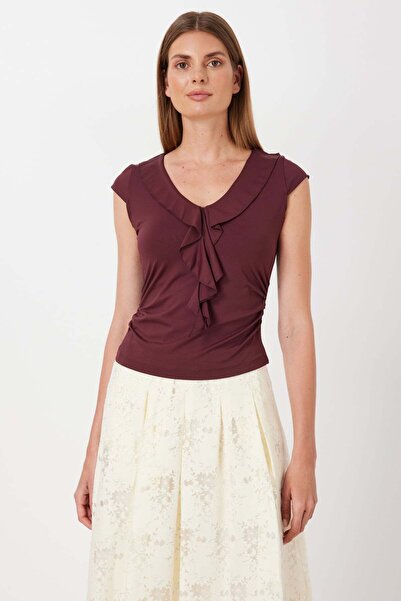 ON Yanları Büzgülü V Yaka Bluz