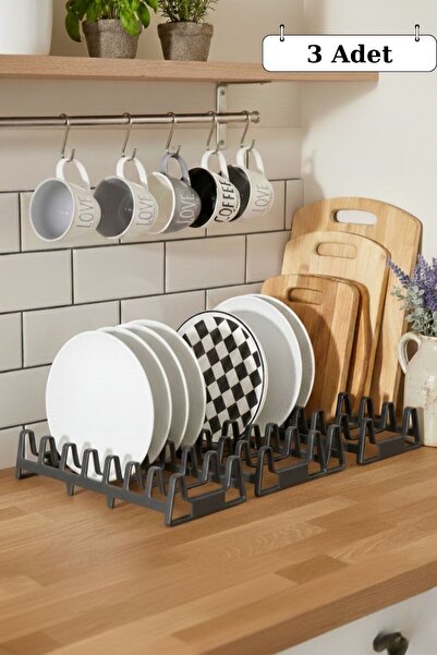 bersachef Gri Mutfak Düzenleyici 3 Adet 7 Bölmeli Dolap Içi Tencere Kapak Ve ...