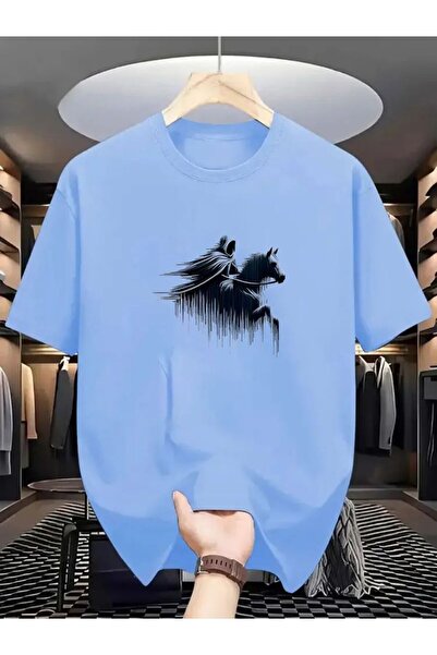 ZEMLİYA Unisex T-shirt με γραφικό σχέδιο και κοντό μανίκι – Καλοκαιρινό μπλου...