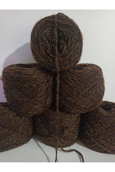 İPEK YÜN İPLİK DÜNYASI Moher Knitting Yarn Twisted (Brown) Glitter (Green) Mi...