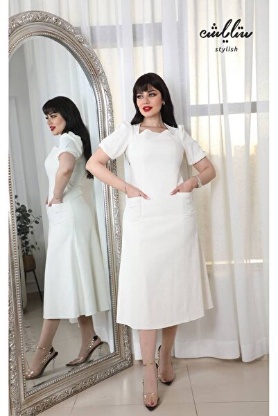Stylish Stylish midi dress in elegant white