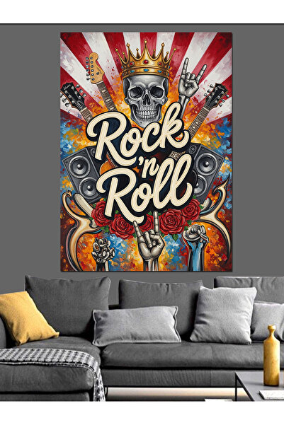 KanvasSepeti Rock Roll American Pictură în ulei de înaltă calitate texturat C...