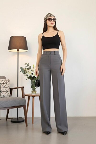 HA-KA GİYİM Women's Imported Doubleface Fabric Palazzo Fit High Waist No Fadi...