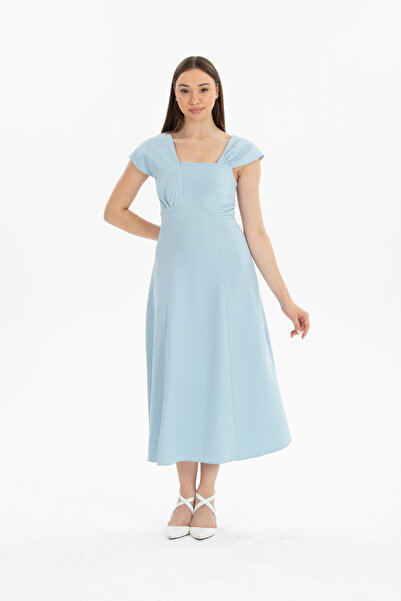 Stylish Stylish elegant sky-blue dress with soft sleeves