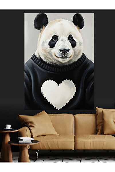 KanvasSepeti Alb-negru cu inimă Pictură în ulei de înaltă calitate texturat P...