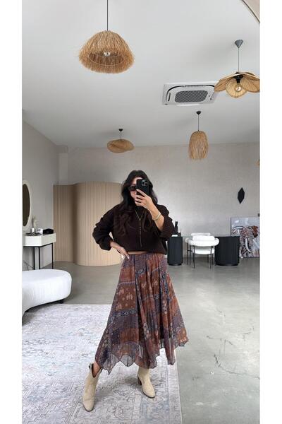 Buket Teke Tile Patterned Asymmetrical Skirt