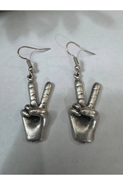 Yuchicly V Sign Hand Shaped Metal Figure Earrings – Dangle Design Earrings