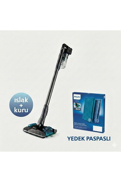 Philips 8000 Serisi Yedek Paspaslı Aqua Plus Kablosuz Dik Süpürge Islak Silme...