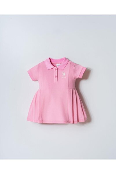 U.S. Polo Assn. Kız Bebek Pike Elbise %100 Pamuk Polo Yaka Günlük & Yazlık El...