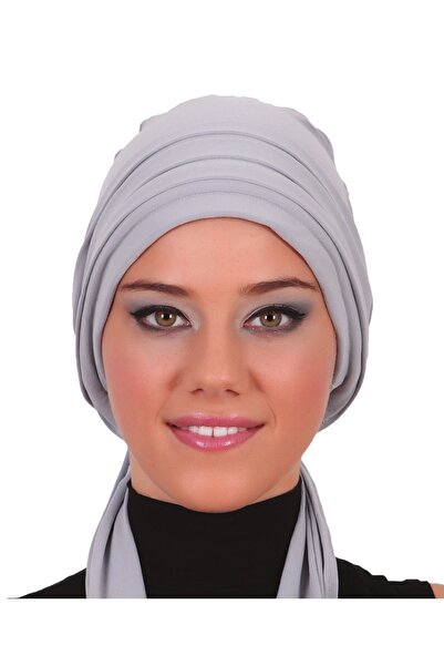 elysianfidan غطاء رأس طبي جاهز بتصميم توربان مطوي ورباط، لون رمادي فاتح، مناس...