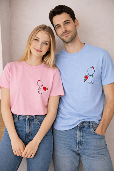 LORVEX Valentine's Day Valentine's Day February 14 Double Combination T-Shirt...