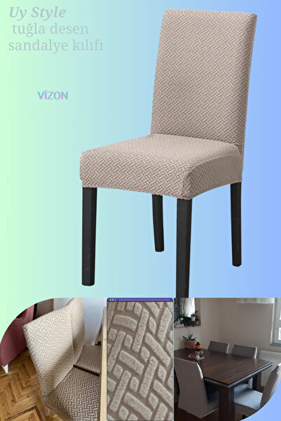 Uy Style tuğla desen sandalye örtüsü,likrali,esnekli sandalye kılıfı 1 adet