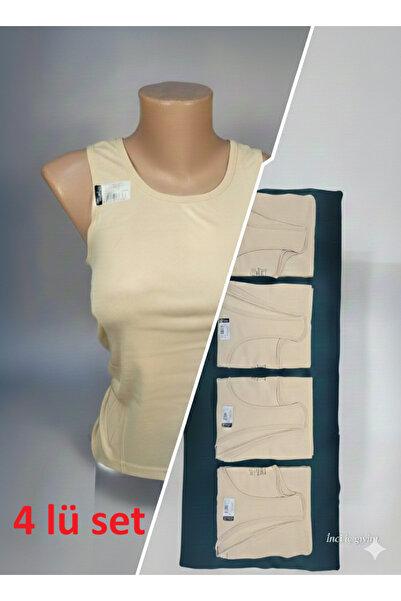 İNCİİCGİYİM28 tutku ten kalın askılı atlet 4 lü paket pamuk