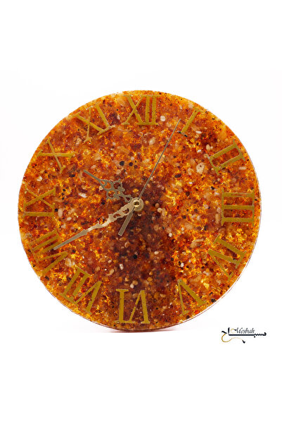 Generic Handmade Natural Amber Wall Clock – Roman Numeral Artisan Amber Clock