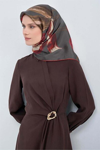 Armine Eșarfă din mătase pură satinată 9506 - 85 Model pastel roșu afumat