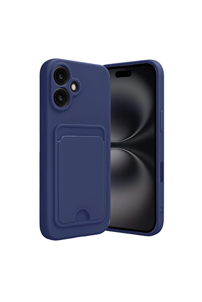 eco port حافظة آيفون 16 من السيليكون مع حامل بطاقات كيلفن - أزرق داكن