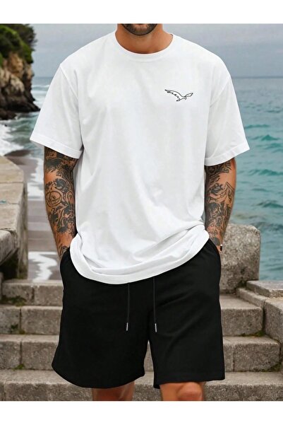 PAVRO Unisex Oversize Shorts Set Bottom-Top Two-Piece Casual Mixed Pvr Ozell ...