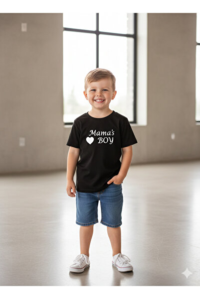 Bonbelle تي شيرت أسود ناعم الملمس مطبوع عليه صورة فتاة/صبي