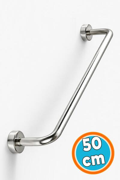 NZB Paslanmaz Metal Tutunma Barı 19 Çap 50 cm Krom Duvar Tipi Banyo ve WC Des...