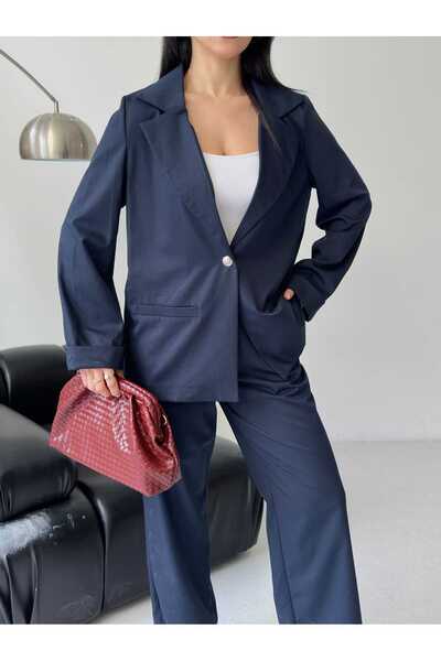 Moda İkra Stylish Set of Tensel Jacket and Wide-Leg Pants