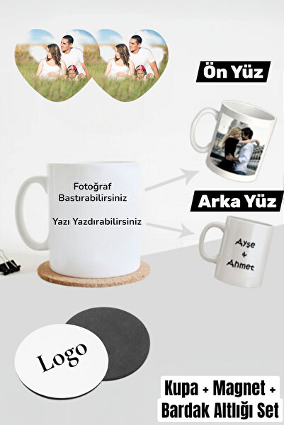 Hitit Socks Kişiye Özel Fotoğraf ve Yazı Baskılı Kupa Magnet ve Bardak Altlığ...
