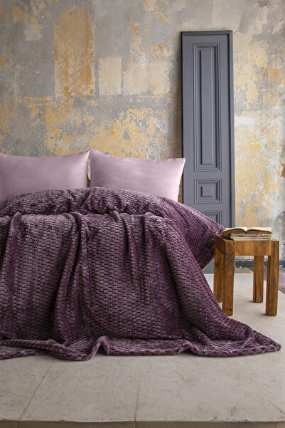 Apricitas HOME Trusty Mürdüm двойно жакардово одеяло с шарки - 200 x 220 cm