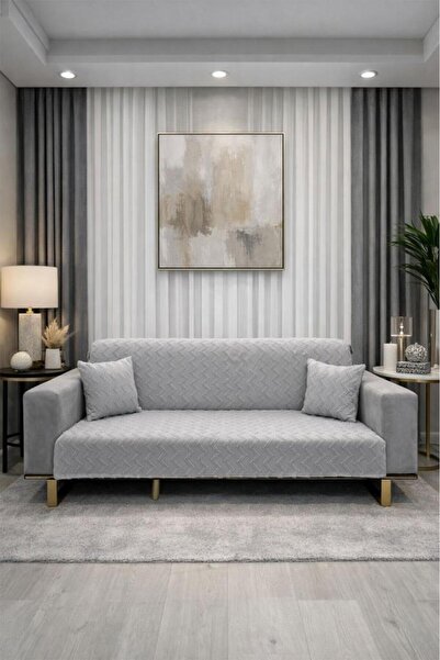 Çeyiz Diyarı Lumpa Throw Pillow Cover Gift 170X210 cm Cotton Sofa Cover Gray