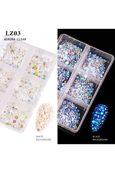 Pink Nails Set Nail Art Crystal Aurora Clear