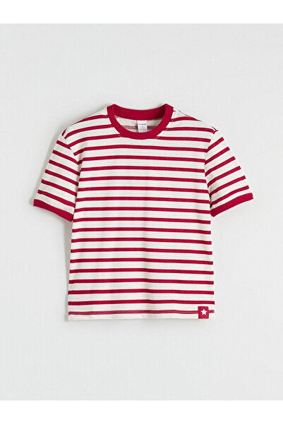 LC Waikiki Crvena okrugla kragna Prugasto majica za dečake (S6)