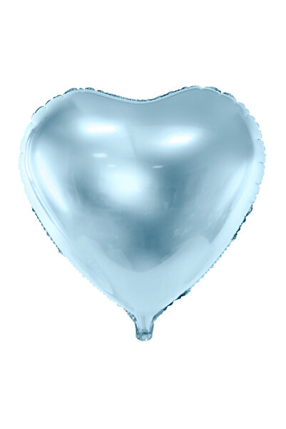 Partydeco Heart Foil Balloon, 45 cm – Sky Blue, Metallic