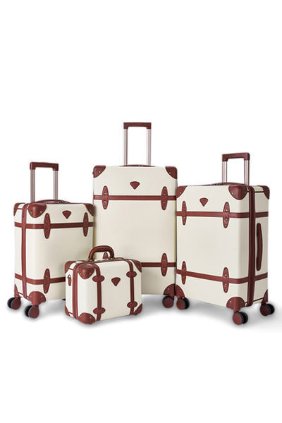 LİMRA Lemra Classic Leather 4-Piece Luggage Set, Sizes 28"-24"-20"-14" inches