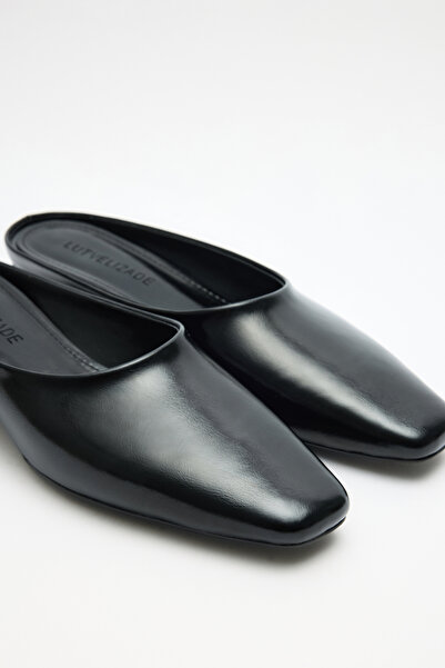 LUTVELIZADE Heels 2613 - Leather Look Wedge Heel Black Women's Heels