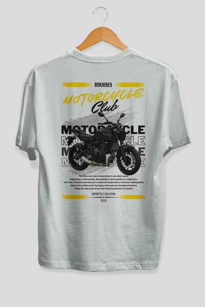 Ankhises Tricou oversize alb cu imprimeu pe spate Motocicletă Seria 20, 100% ...