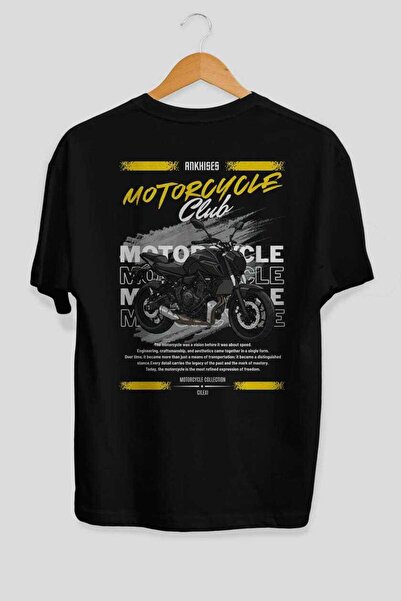Motorcycle Series 20 Rear Printed Black Oversize T-shirt 100% cotton Men Women